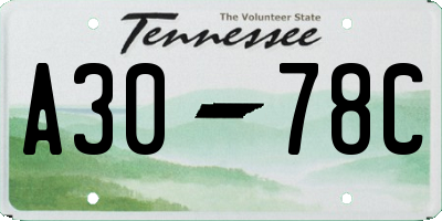 TN license plate A3078C