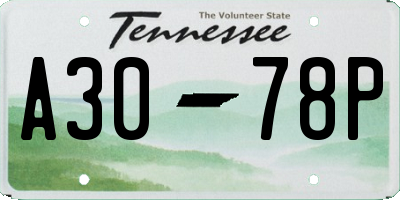 TN license plate A3078P