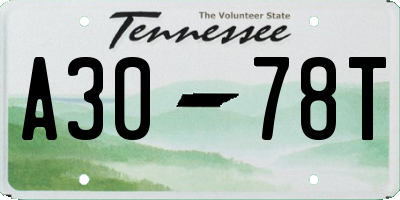 TN license plate A3078T