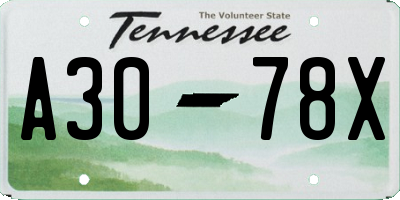 TN license plate A3078X