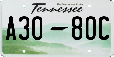 TN license plate A3080C