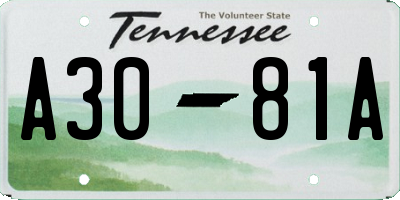 TN license plate A3081A
