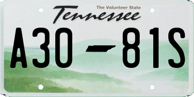 TN license plate A3081S