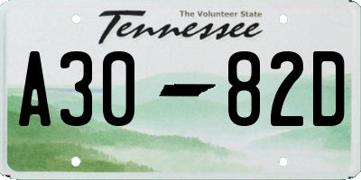 TN license plate A3082D