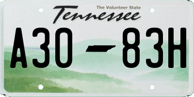 TN license plate A3083H