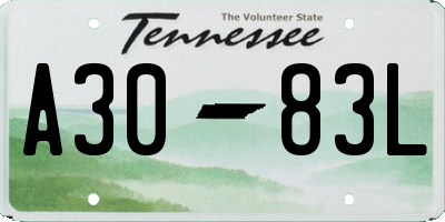 TN license plate A3083L