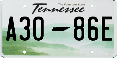 TN license plate A3086E
