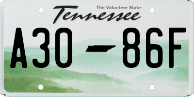 TN license plate A3086F