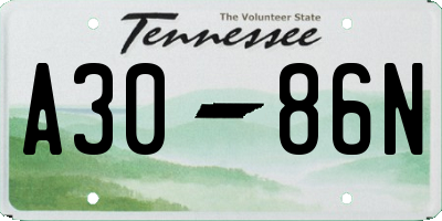 TN license plate A3086N