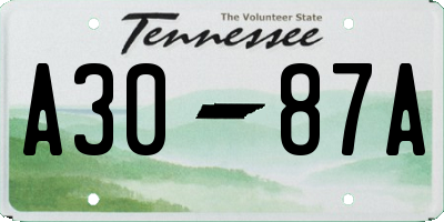 TN license plate A3087A