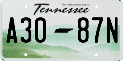 TN license plate A3087N