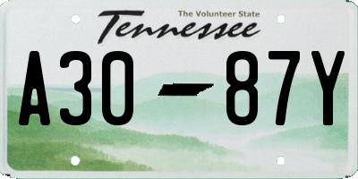 TN license plate A3087Y
