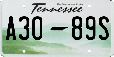 TN license plate A3089S