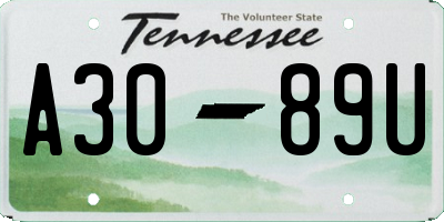 TN license plate A3089U