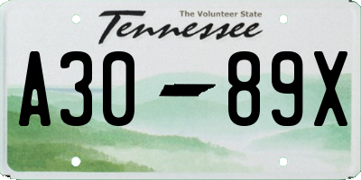 TN license plate A3089X