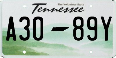 TN license plate A3089Y