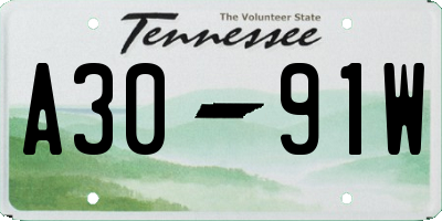 TN license plate A3091W