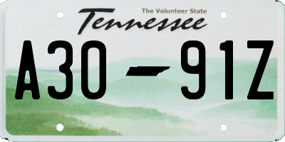 TN license plate A3091Z
