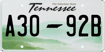 TN license plate A3092B