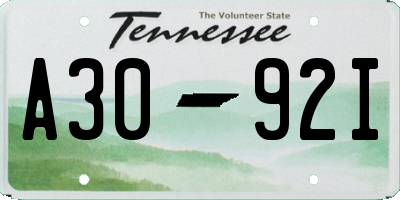 TN license plate A3092I