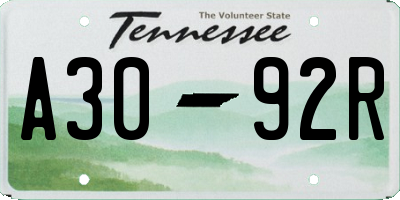 TN license plate A3092R