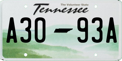 TN license plate A3093A