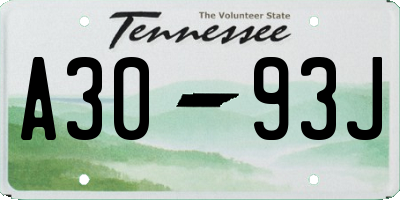 TN license plate A3093J