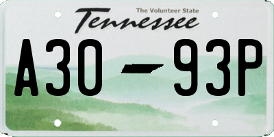 TN license plate A3093P