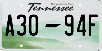 TN license plate A3094F