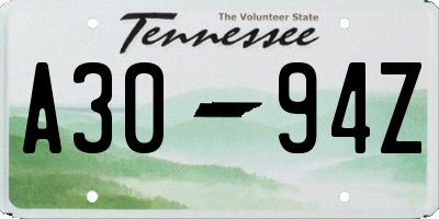 TN license plate A3094Z