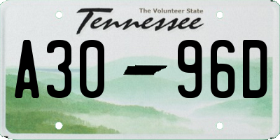 TN license plate A3096D