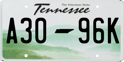TN license plate A3096K