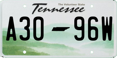 TN license plate A3096W
