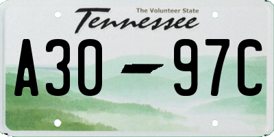 TN license plate A3097C