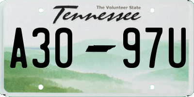 TN license plate A3097U