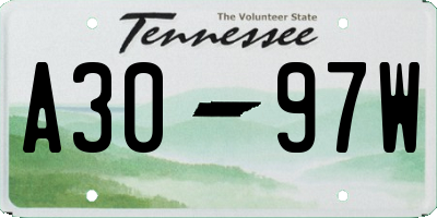 TN license plate A3097W
