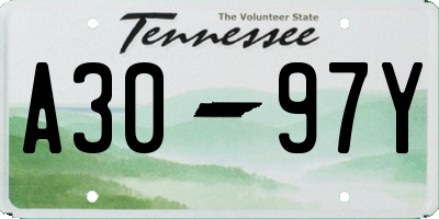 TN license plate A3097Y