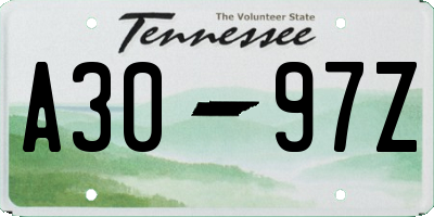 TN license plate A3097Z