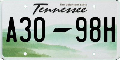 TN license plate A3098H