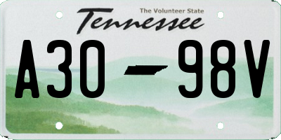TN license plate A3098V