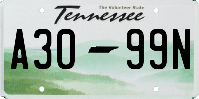 TN license plate A3099N