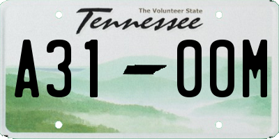 TN license plate A3100M