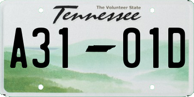 TN license plate A3101D