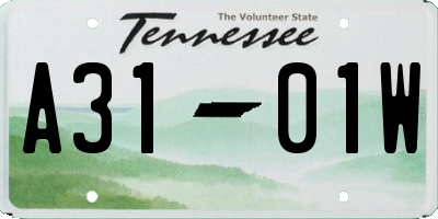 TN license plate A3101W