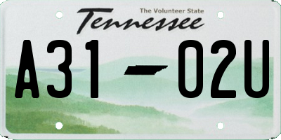 TN license plate A3102U