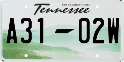 TN license plate A3102W