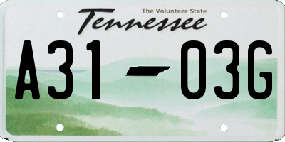 TN license plate A3103G