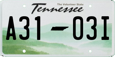 TN license plate A3103I