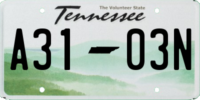 TN license plate A3103N