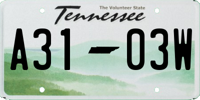 TN license plate A3103W